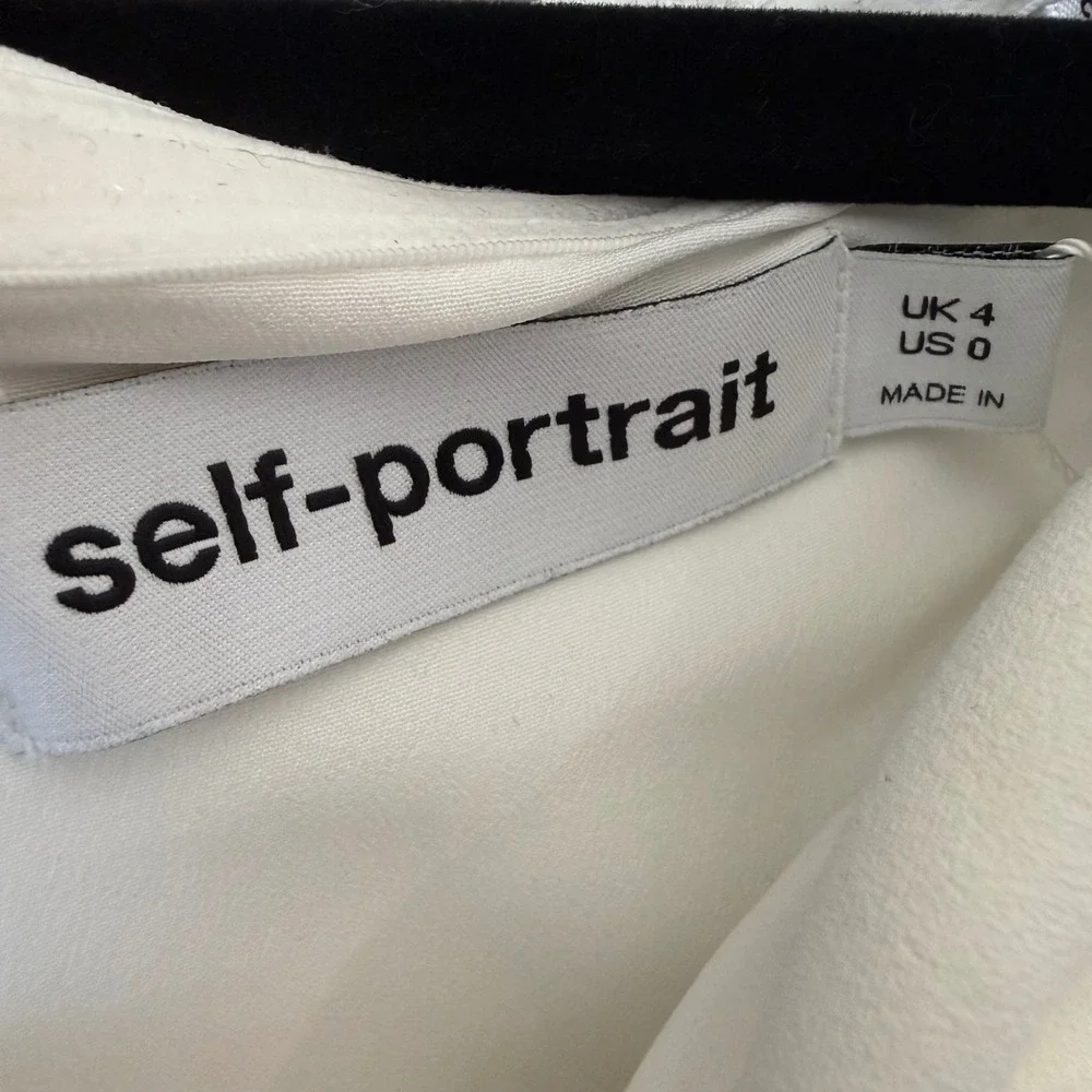 Self-Portrait White Crepe Midi Dress Size 0 Small Bridal Wedding Event Dress NEW